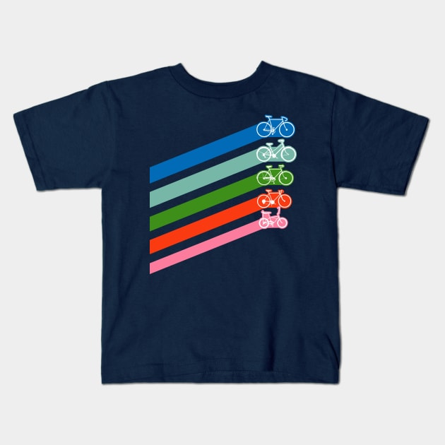 Retro Bike Stripes Kids T-Shirt by freeves